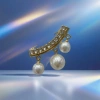 مقطع أذن ذهبية مزخرفة باللؤلؤ مزدوجة Specification image